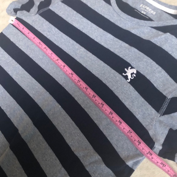 Express Men's 100% Cotton Blue Striped Crew Neck Tee Short Sleeves Size M - Picture 4 of 11